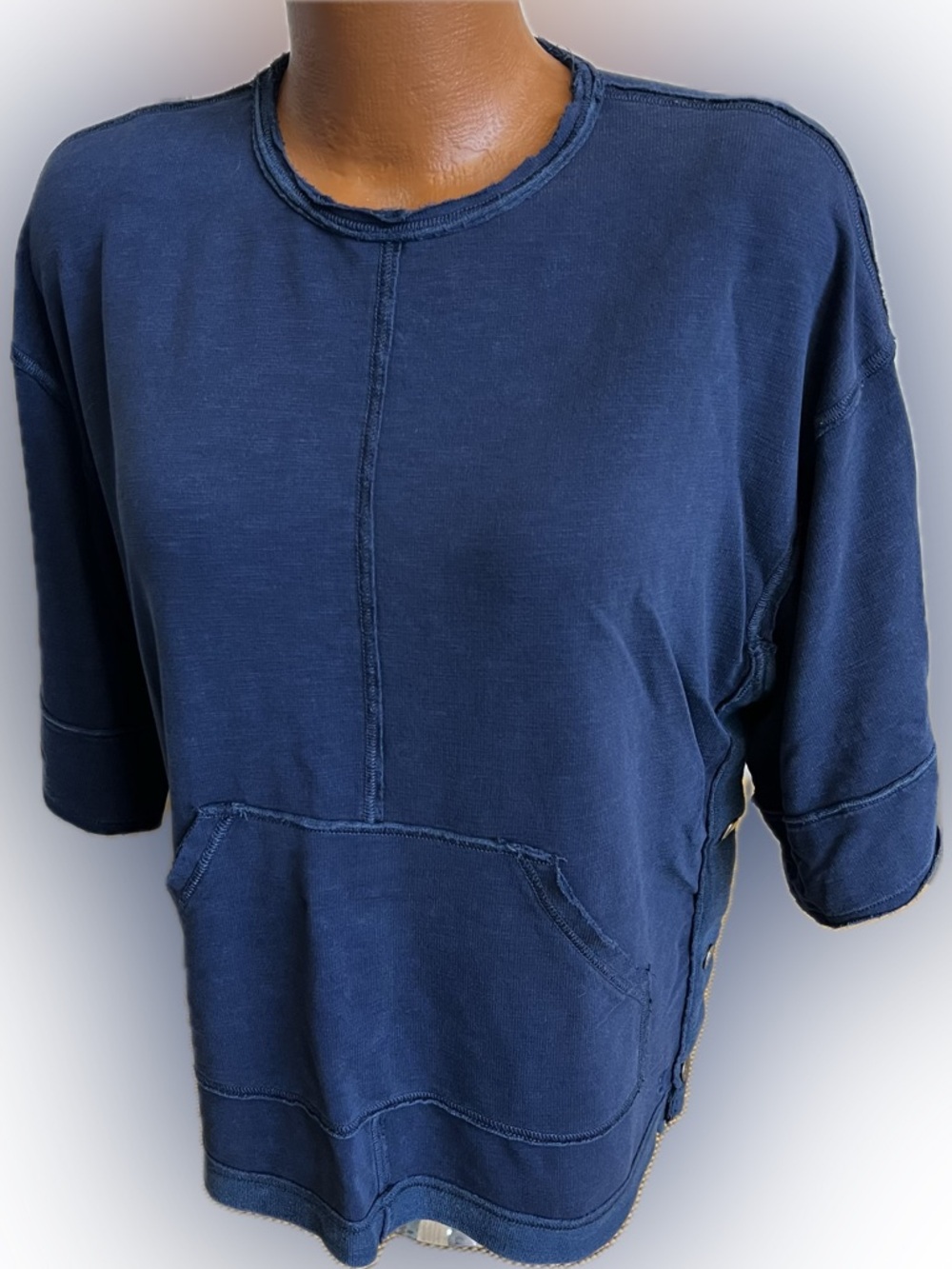 Free People FP Movement oversized side button casual pullover XS bust: 48”